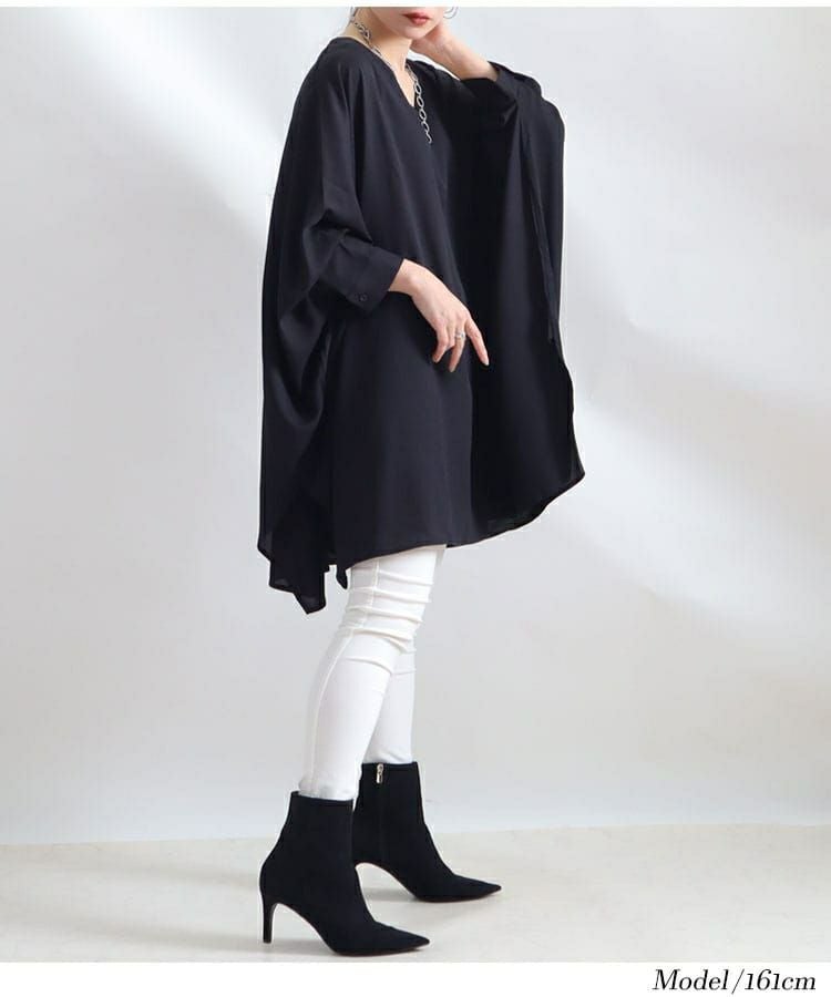 大きいサイズ レディース ジョーゼットドルマンチュニック　sw-0423