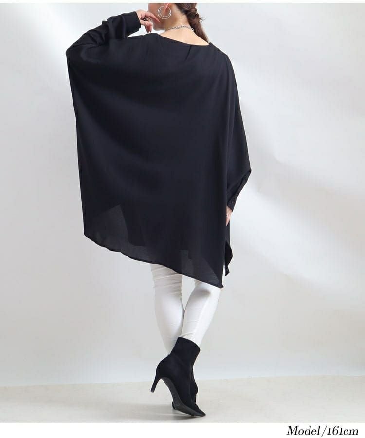 大きいサイズ レディース ジョーゼットドルマンチュニック　sw-0423
