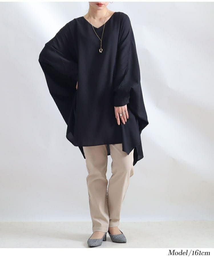 大きいサイズ レディース ジョーゼットドルマンチュニック　sw-0423