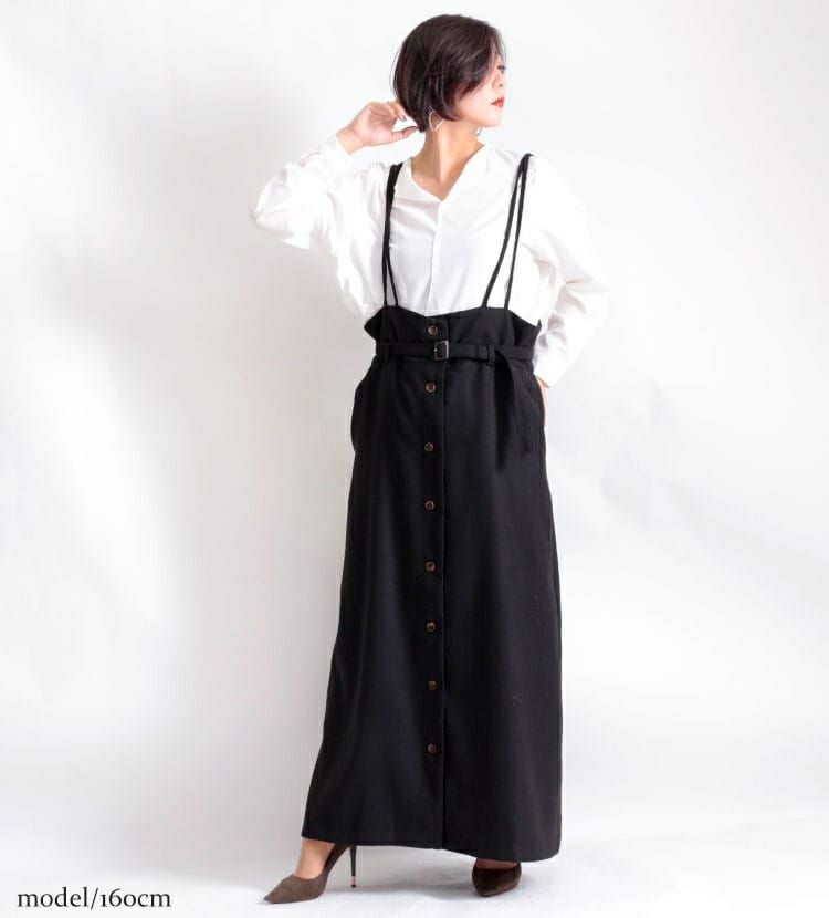 大きいサイズ レディース ベルト付きジャンパースカート　jp385