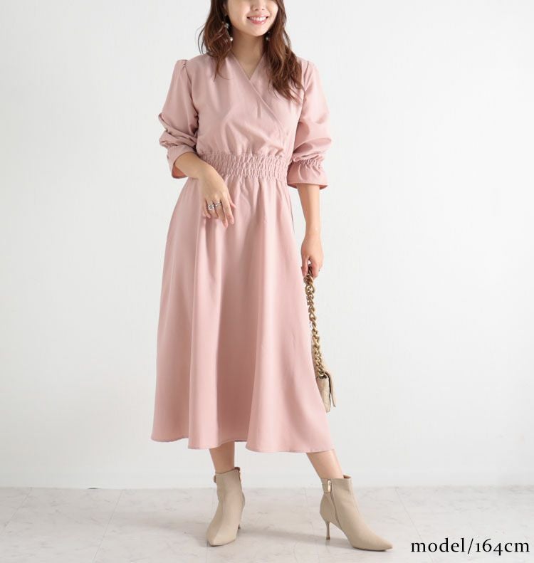 大きいサイズ レディース カシュクールロングワンピース　fem-192