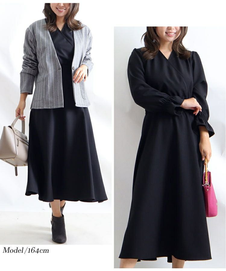 大きいサイズ レディース カシュクールロングワンピース　fem-192