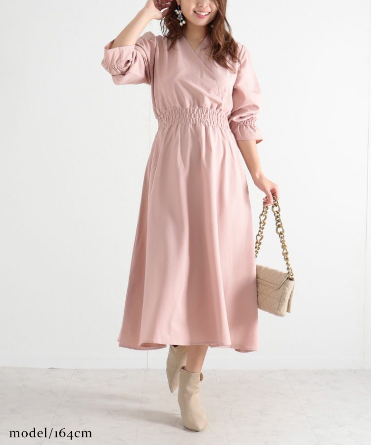 大きいサイズ レディース カシュクールロングワンピース　fem-192