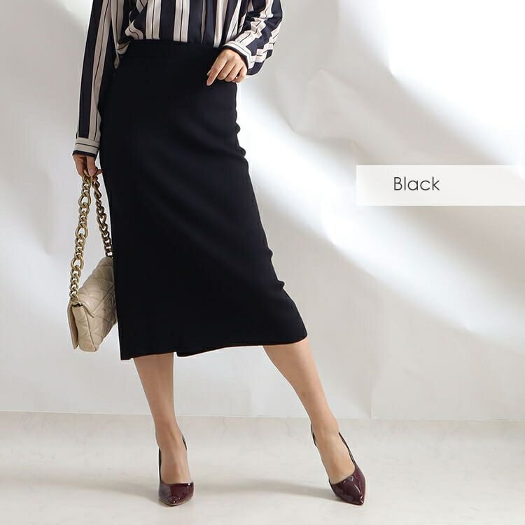 大きいサイズ レディース ウエストゴムスリットタイトスカート　goldy-825