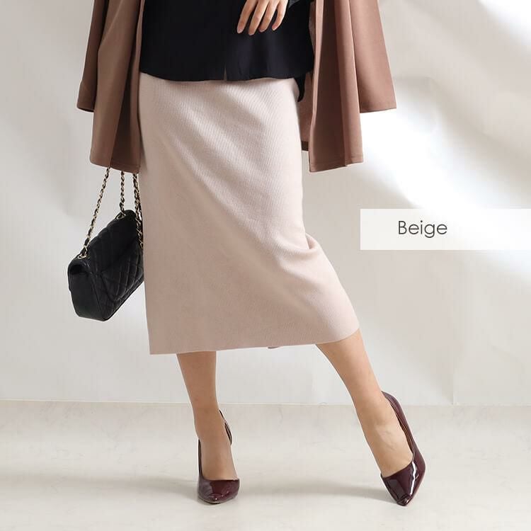 大きいサイズ レディース ウエストゴムスリットタイトスカート　goldy-825 ベージュ