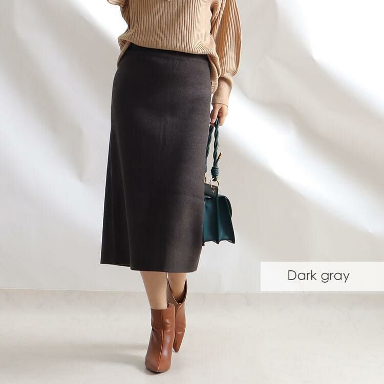 大きいサイズ レディース ウエストゴムスリットタイトスカート　goldy-825 ダークグレー