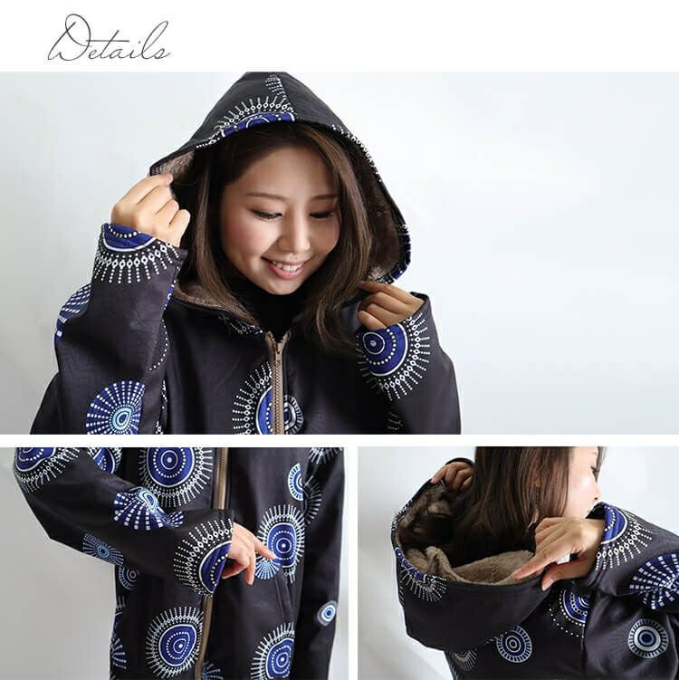 大きいサイズ レディース 裏起毛プリントジャケット　goldy-817