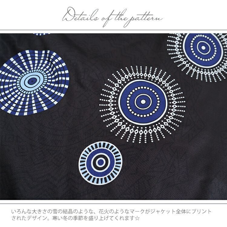 大きいサイズ レディース 裏起毛プリントジャケット　goldy-817