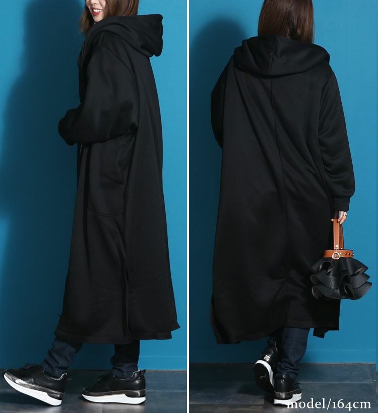 大きいサイズ レディース 裏起毛ZIPロングパーカー　nw-21023