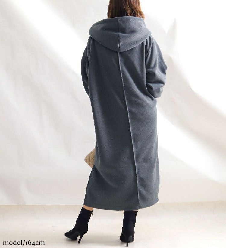 大きいサイズ レディース 裏起毛ZIPロングパーカー　nw-21023