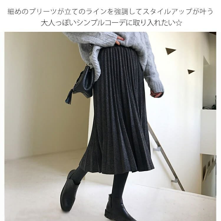 大きいサイズ レディース ウエストゴムプリーツスカート　goldy-852