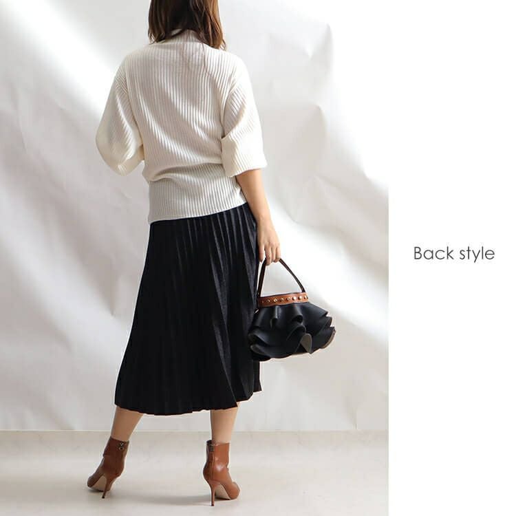 大きいサイズ レディース ウエストゴムプリーツスカート　goldy-852