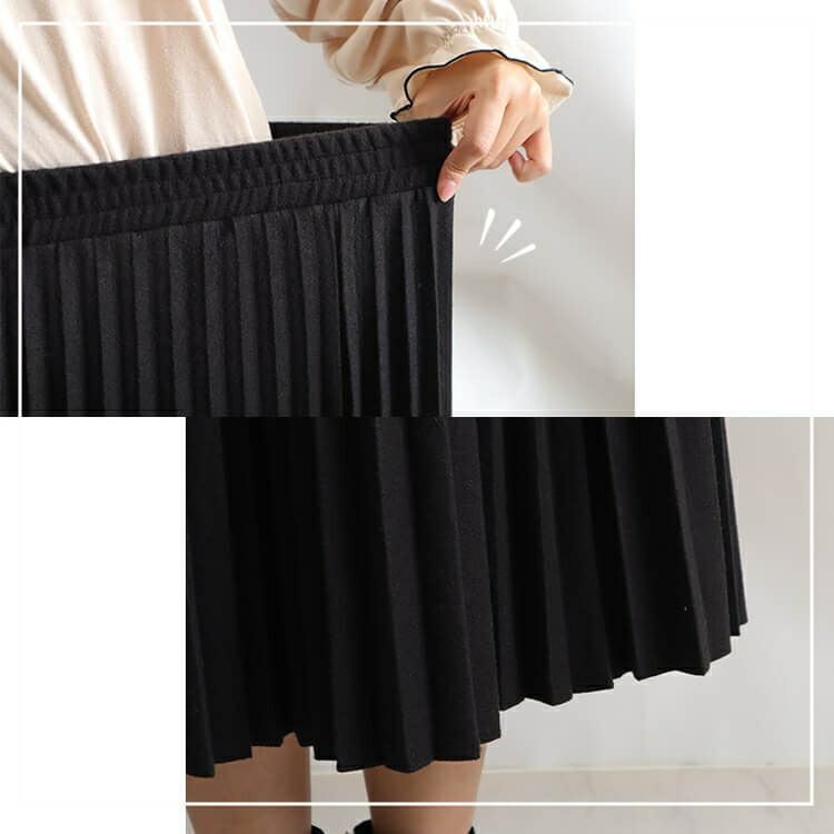 大きいサイズ レディース ウエストゴムプリーツスカート　goldy-852