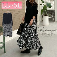 大きいサイズ レディース フェイクレイヤードフレアワンピース　goldy-850