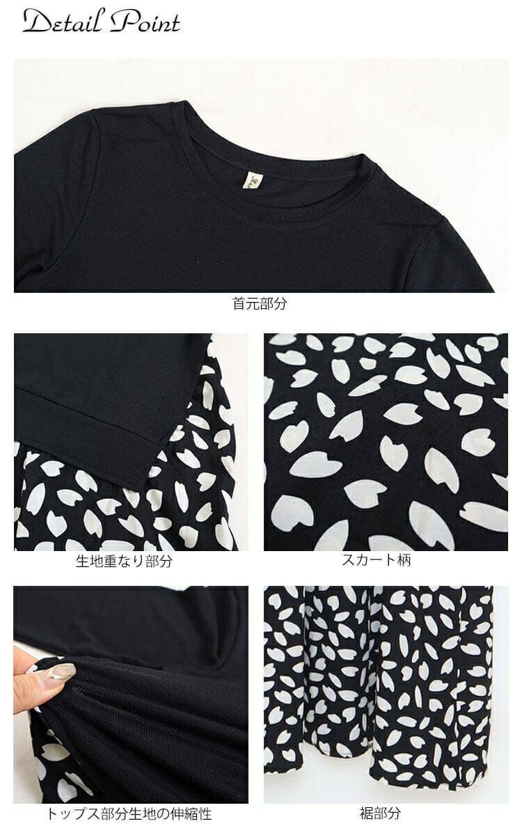 大きいサイズ レディース フェイクレイヤードフレアワンピース　goldy-850