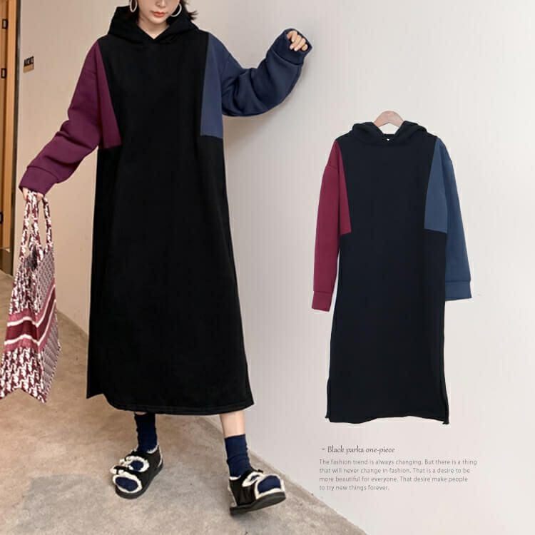 大きいサイズ レディース スタイルアップパーカーワンピース　goldy-863