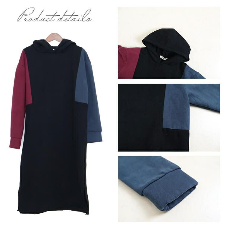 大きいサイズ レディース スタイルアップパーカーワンピース　goldy-863