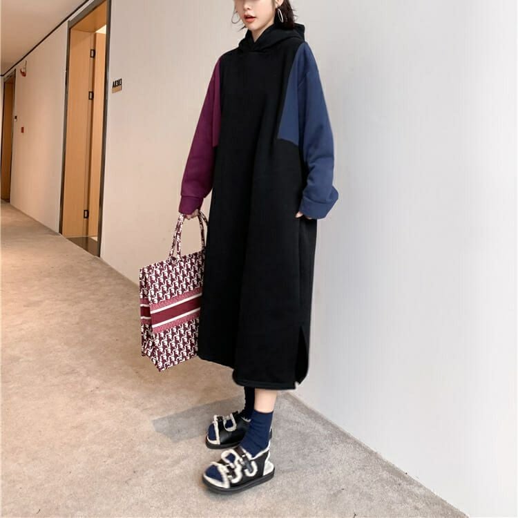 大きいサイズ レディース スタイルアップパーカーワンピース　goldy-863