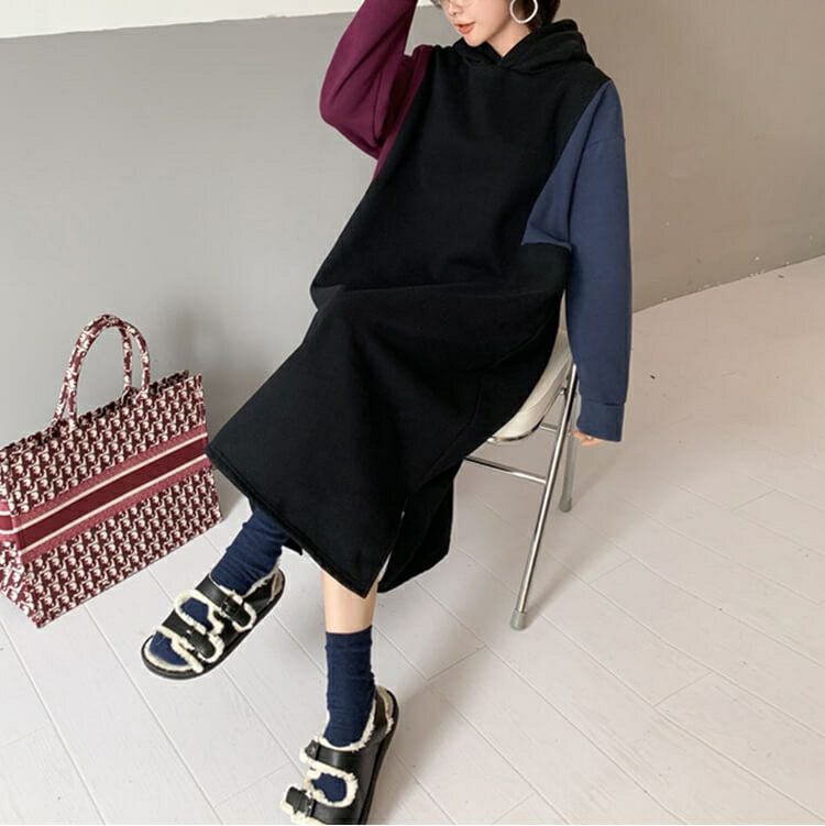 大きいサイズ レディース スタイルアップパーカーワンピース　goldy-863