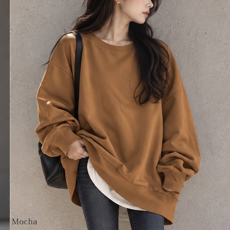 大きいサイズ レディース オーバーサイズ長袖カットソー　goldy-868