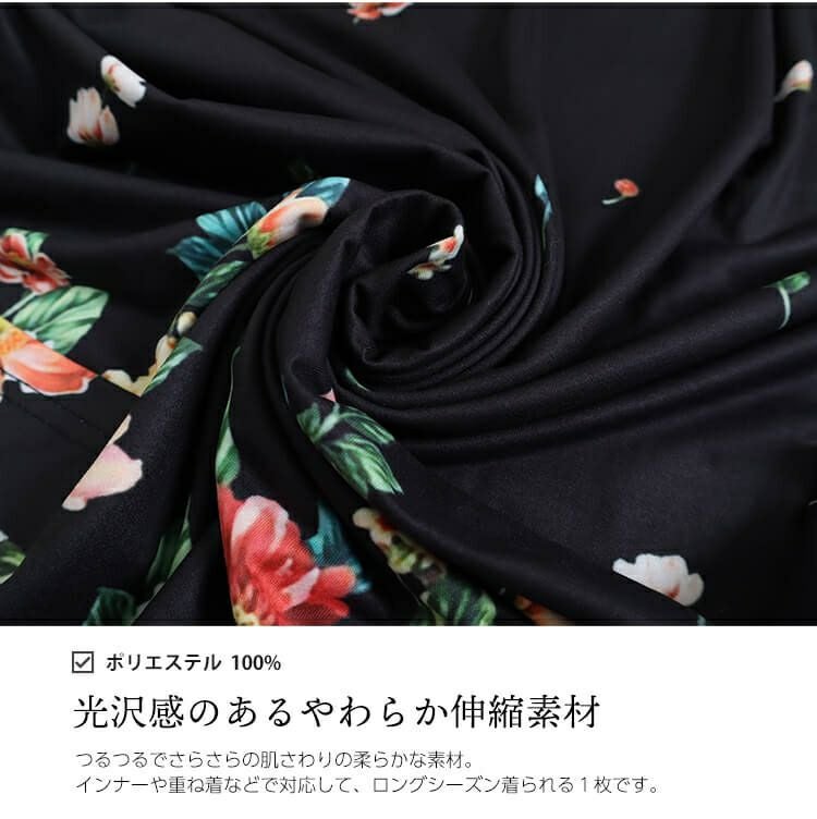 大きいサイズ レディース フワラー長袖チュニックワンピース　goldy-866 【メール便可】