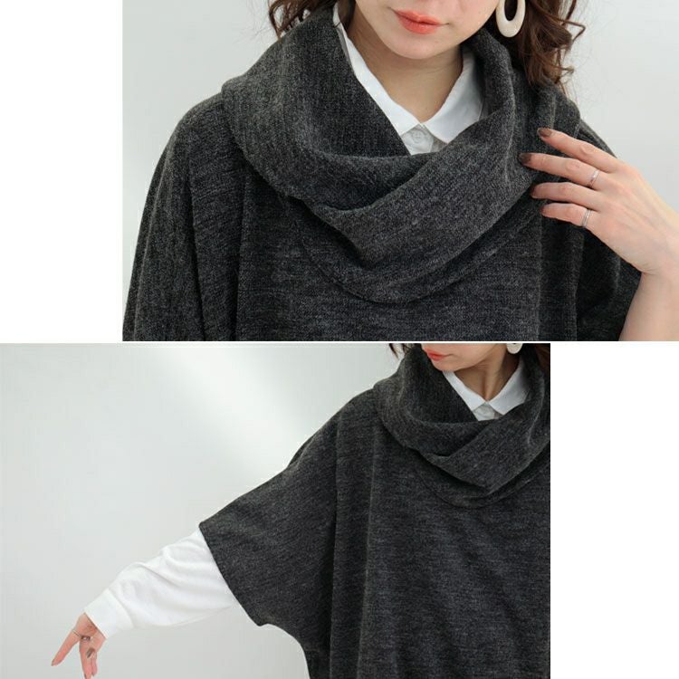 大きいサイズ レディース アフガンネック五分袖ニットチュニック　gold877