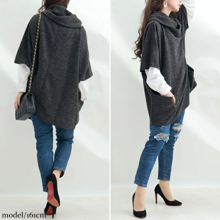 大きいサイズ レディース アフガンネック五分袖ニットチュニック　gold877