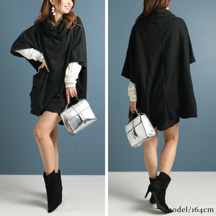 大きいサイズ レディース アフガンネック五分袖ニットチュニック　gold877