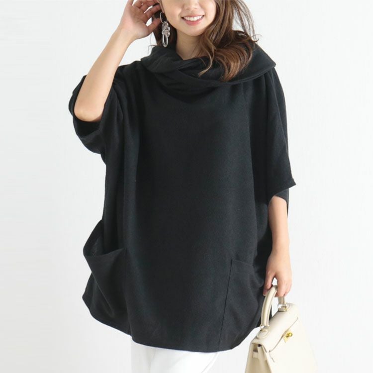 大きいサイズ レディース アフガンネック五分袖ニットチュニック　gold877