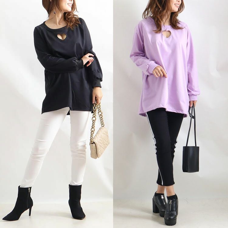 大きいサイズ レディース 胸元ハートくり抜きプルオーバー　goldy-840 【メール便可】