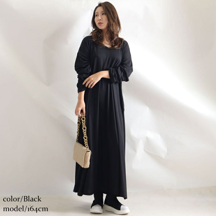 大きいサイズ レディース カットソーマキシ丈ワンピース　goldy-881