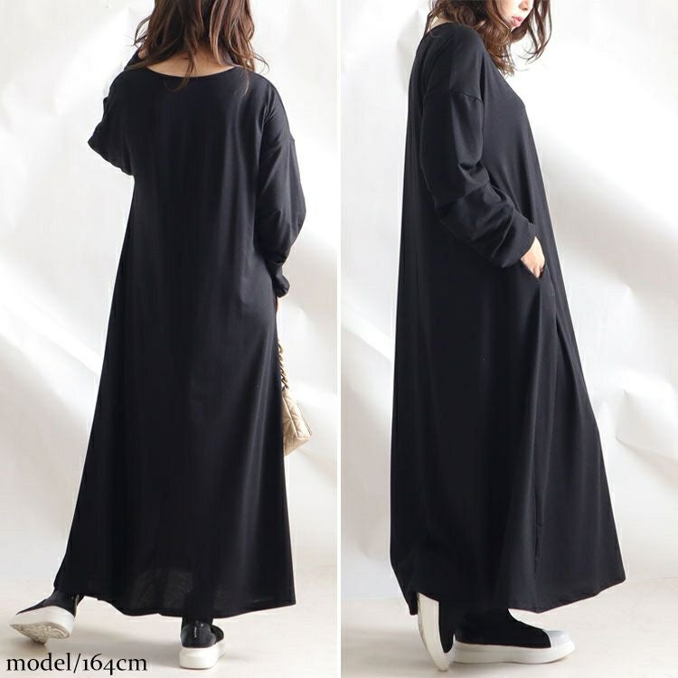 大きいサイズ レディース カットソーマキシ丈ワンピース　goldy-881