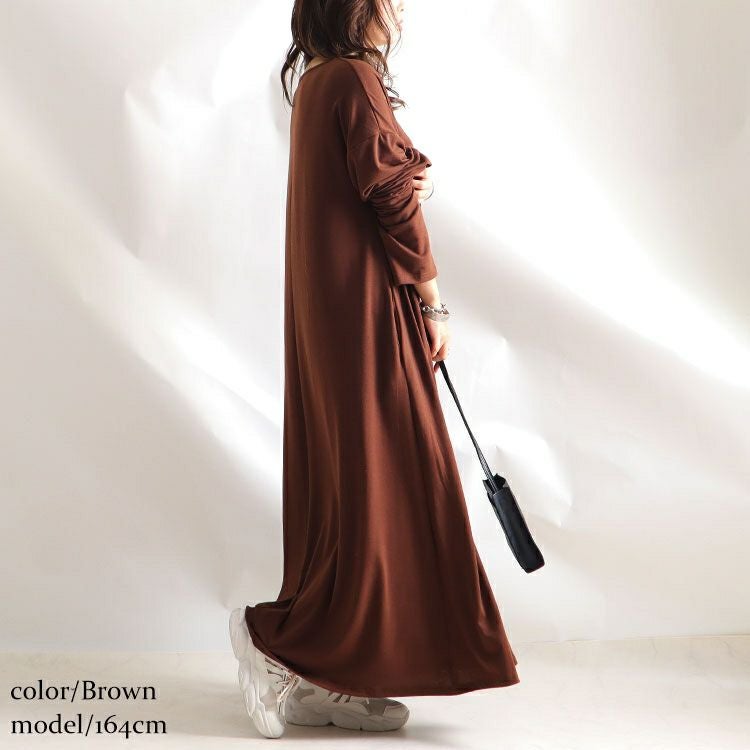 大きいサイズ レディース カットソーマキシ丈ワンピース　goldy-881