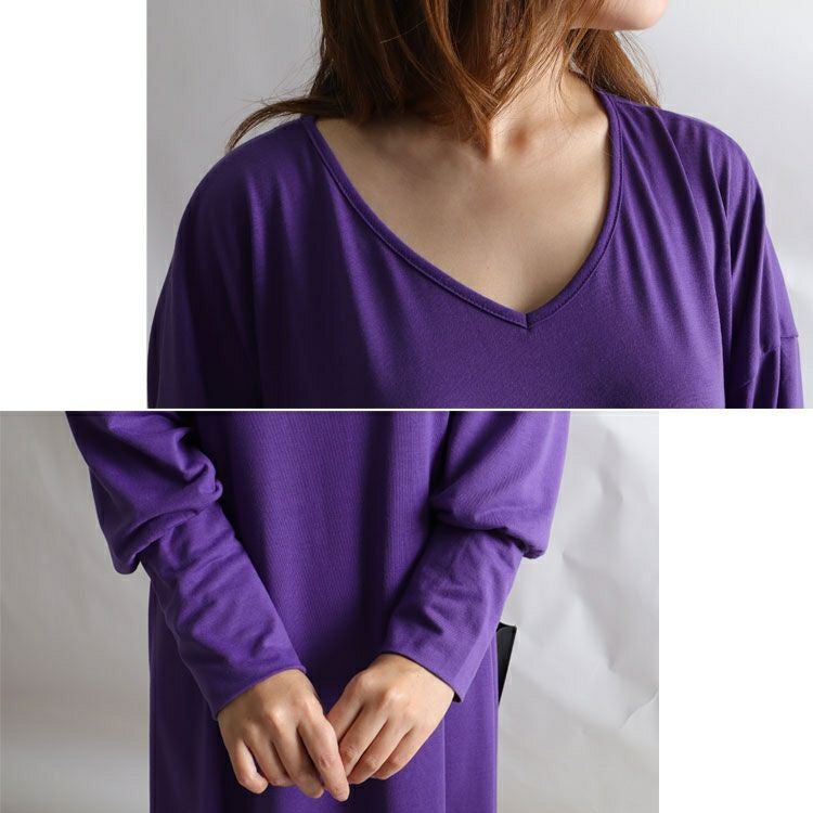 大きいサイズ レディース カットソーマキシ丈ワンピース　goldy-882