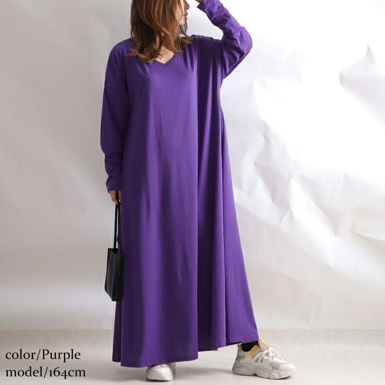 大きいサイズ レディース カットソーマキシ丈ワンピース　goldy-882