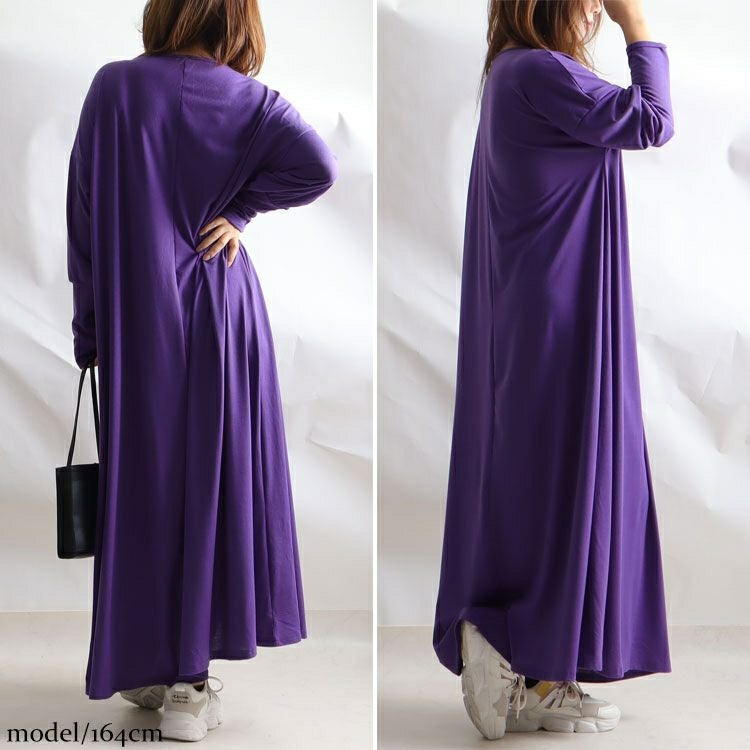 大きいサイズ レディース カットソーマキシ丈ワンピース　goldy-882