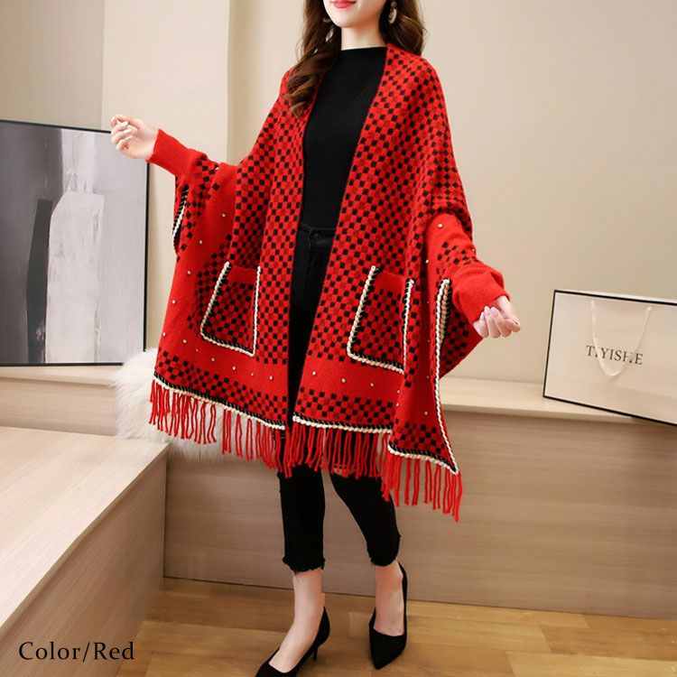 大きいサイズ レディース ストール風ニットカーディガン　goldy-893