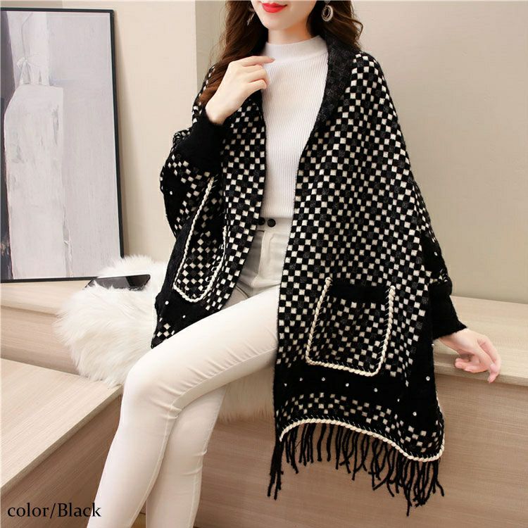 大きいサイズ レディース ストール風ニットカーディガン　goldy-893