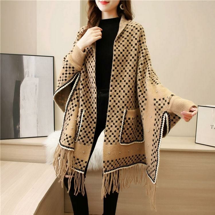 大きいサイズ レディース ストール風ニットカーディガン　goldy-893 ベージュ