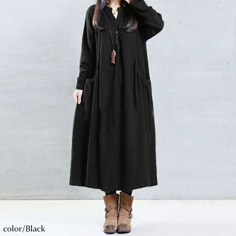 大きいサイズ レディース ロング丈コットンシャツワンピース　goldy-884