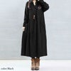 大きいサイズ レディース ロング丈コットンシャツワンピース　goldy-884 ブラック
