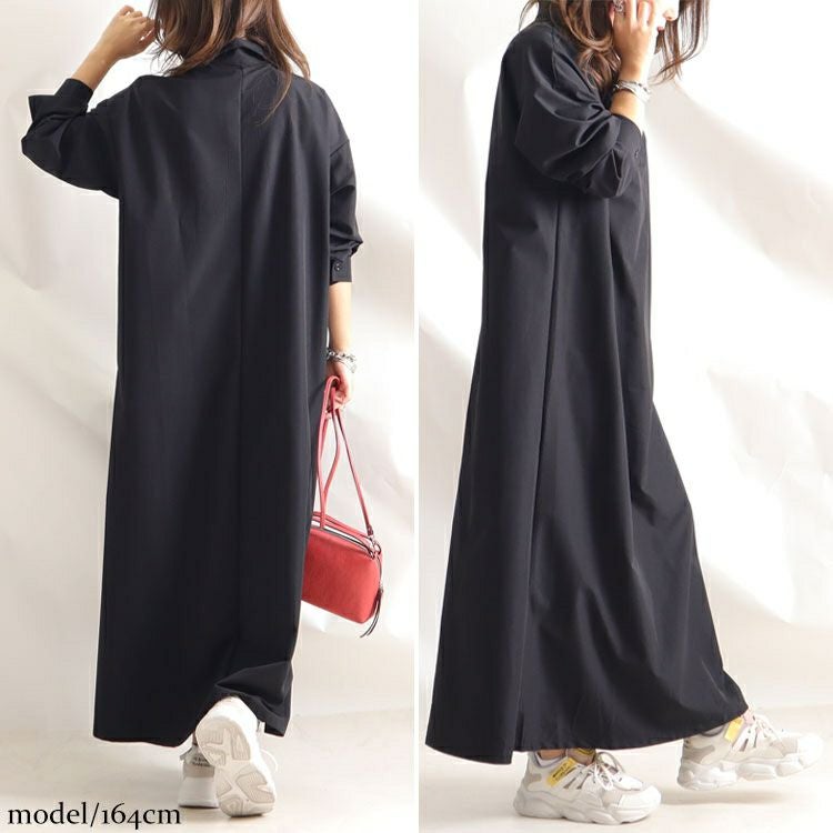 大きいサイズ レディース マキシ丈シャツワンピース　goldy-880