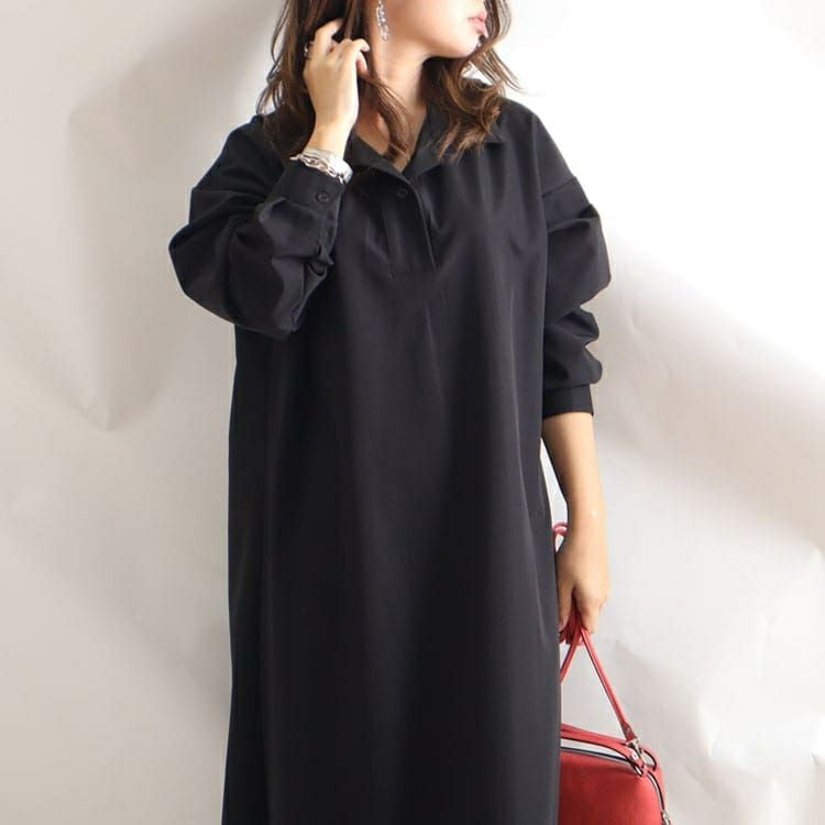 大きいサイズ レディース マキシ丈シャツワンピース　goldy-880