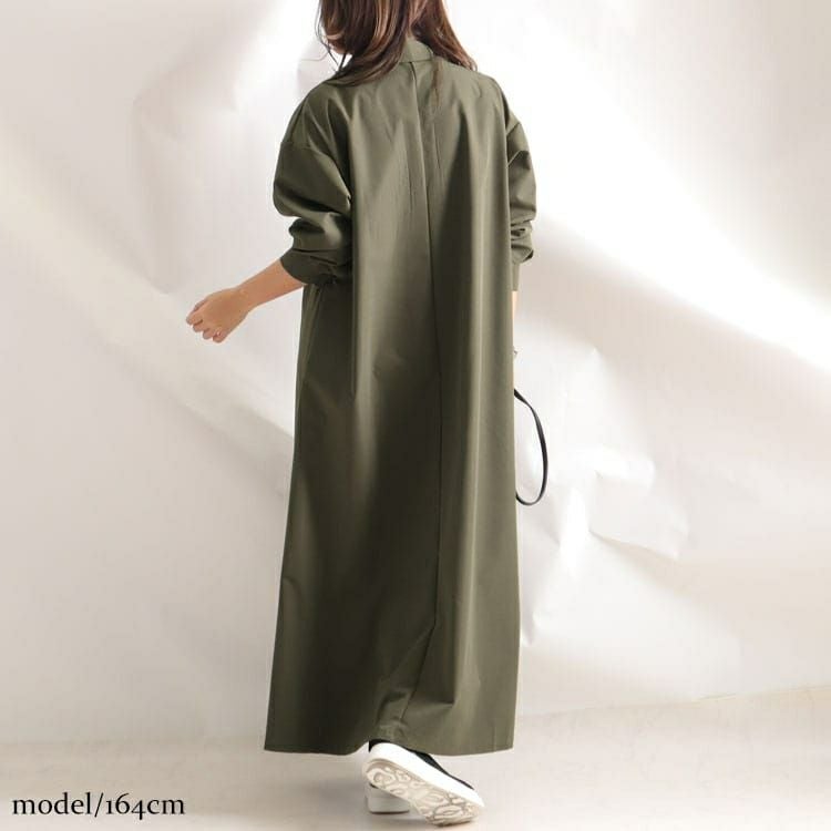 大きいサイズ レディース マキシ丈シャツワンピース　goldy-880