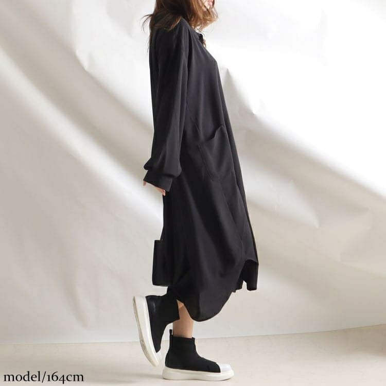 大きいサイズ レディース 麻調ツイルフィッシュテールシャツワンピース　bai-0095