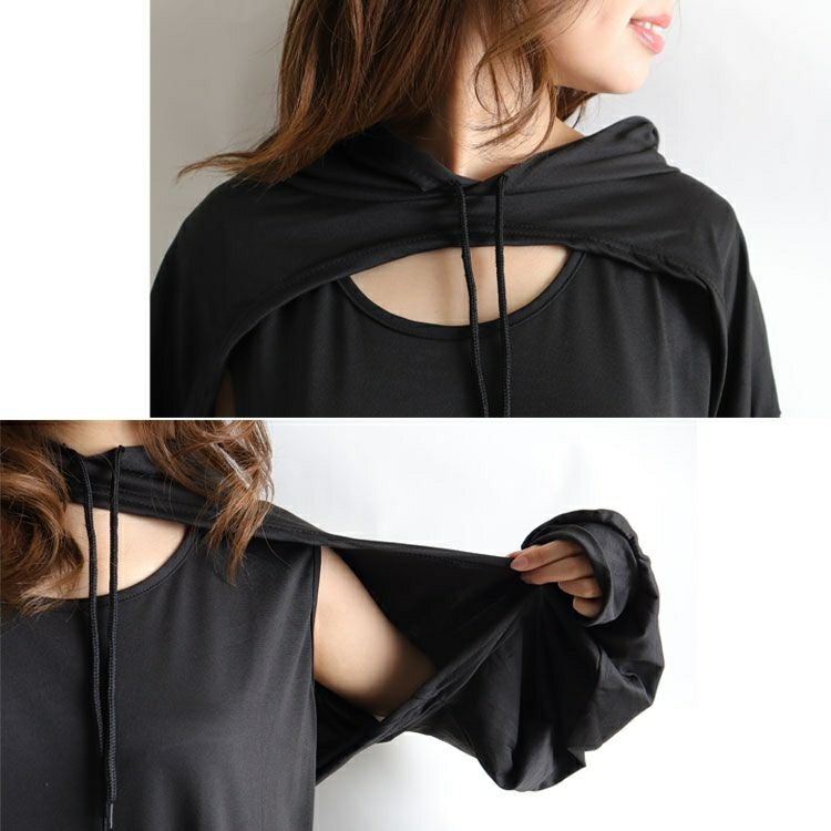 大きいサイズ レディース レイヤードパーカーワンピース　goldy-891