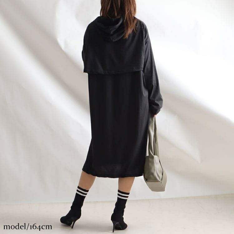 大きいサイズ レディース レイヤードパーカーワンピース　goldy-891