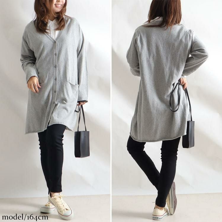 大きいサイズ レディース 綿100％ニットロングカーディガン　kt-22005 グレー