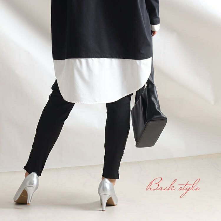 大きいサイズ レディース サイドレースレギンス　goldy-875 【メール便可】