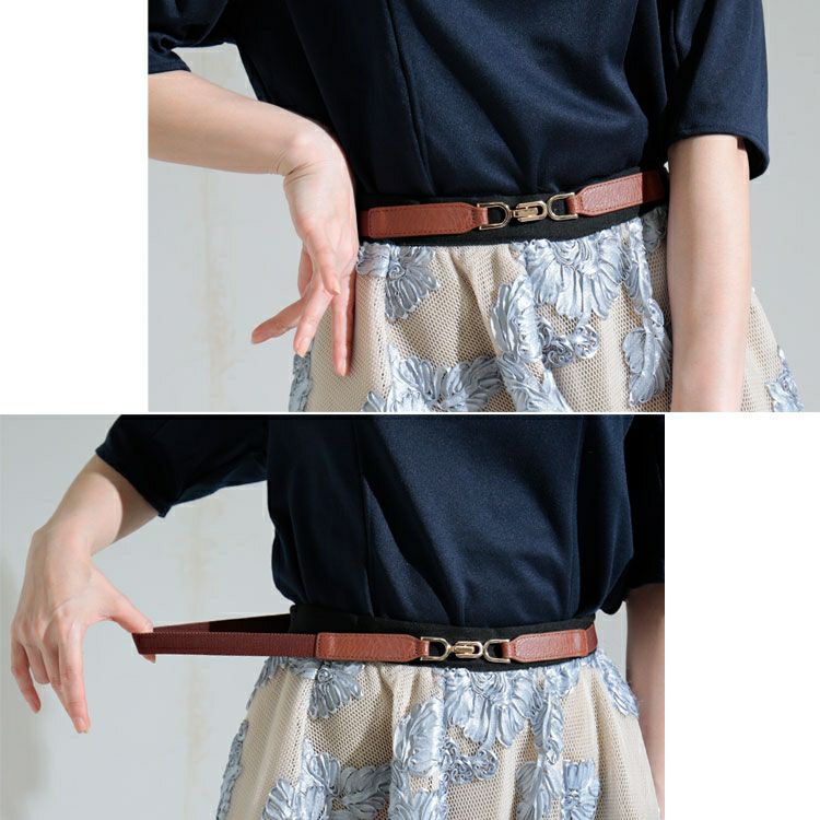 大きいサイズ レディース ビットデザイン細ゴムベルト　art-dgnl　【メール便可】